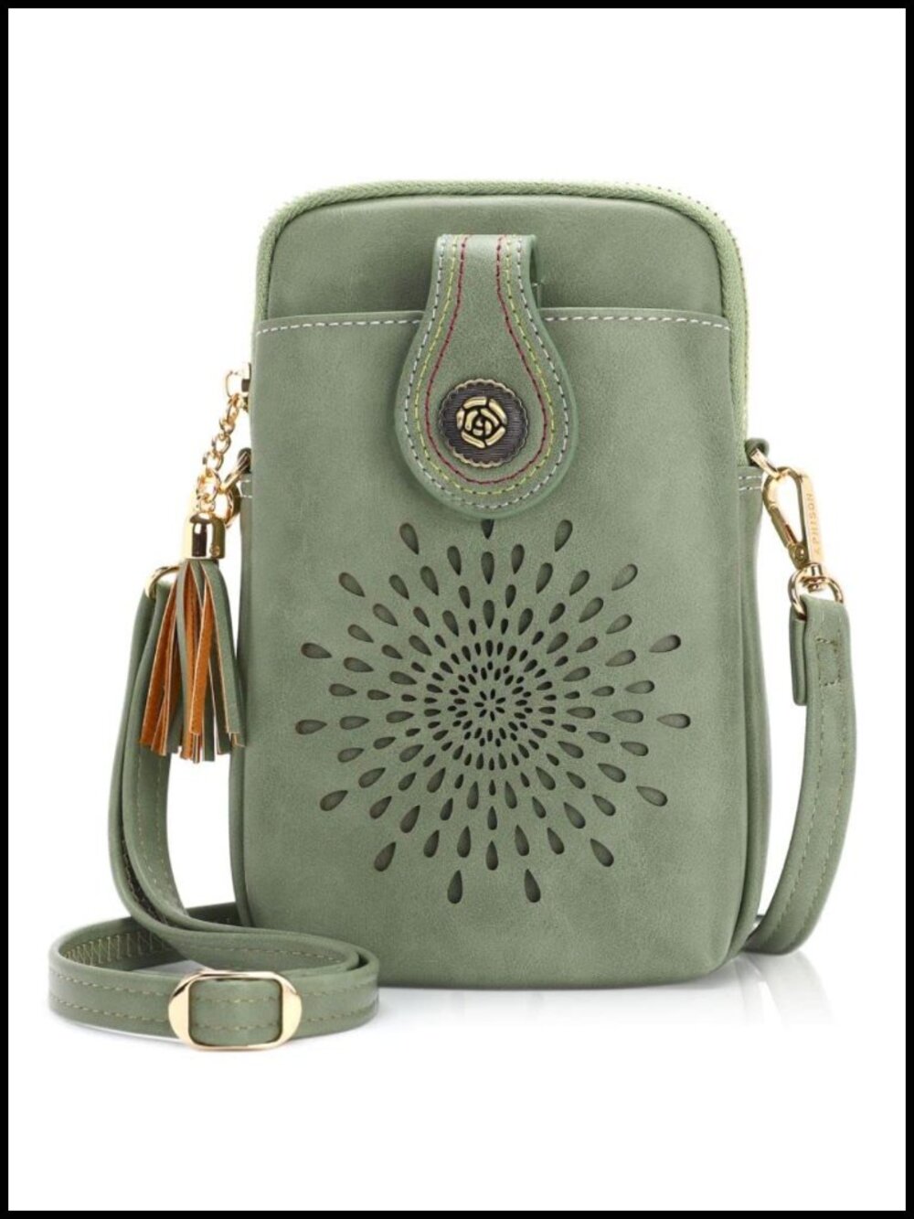Small Crossbody Bag Vegan Leather Phone Purse with Tassels